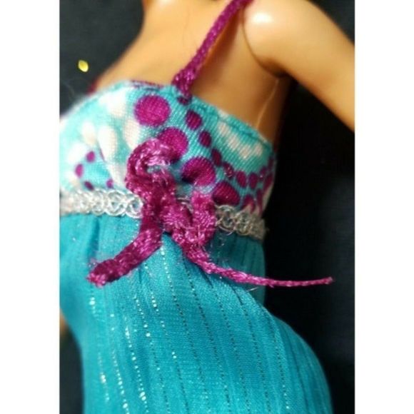Barbie Doll Clothes blue shiny dress with shiny capris - Picture 4 of 8